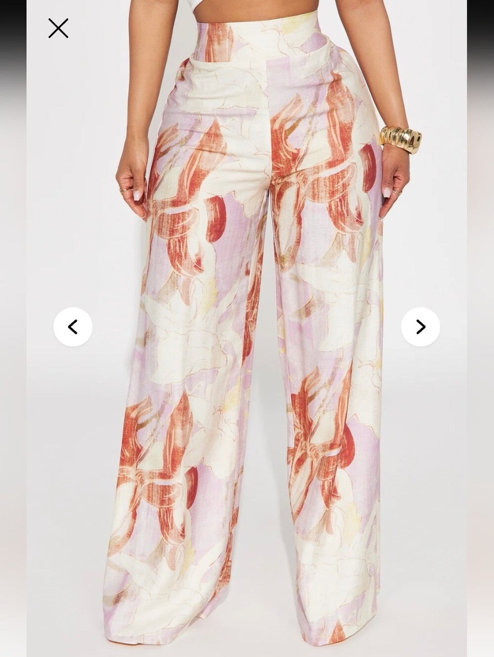 Fashion Nova Fiona Floral Wide Leg Pant Sz Large NWT Lavender